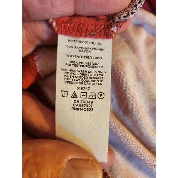 Loft Size Medium RedFloral Tie Neck Blouse Peplum Ruffle Hem Top Career Wear - Picture 5 of 7